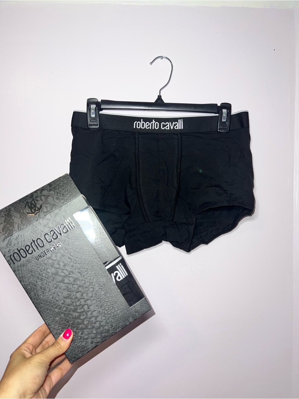 Roberto Cavalli Black Men's 2-Pack Boxer Briefs with Branded Waistband